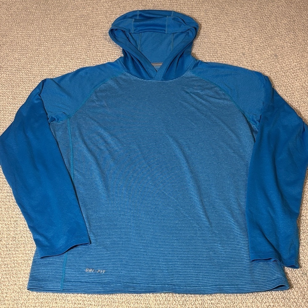 NIKE DRI-FIT TOUCH MENS LONG SLEEVE HOODIE BLUE